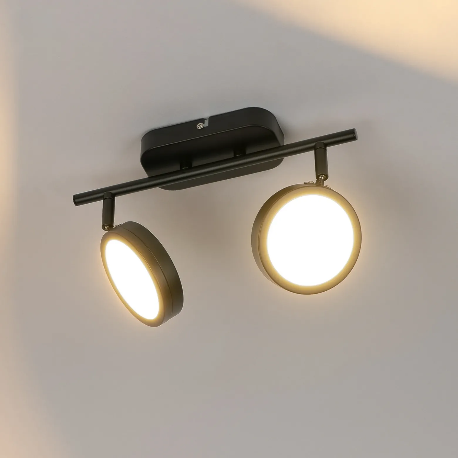 Foco Lindby Neros, negro, 2 luces, 31,5 cm, CCT, hierro