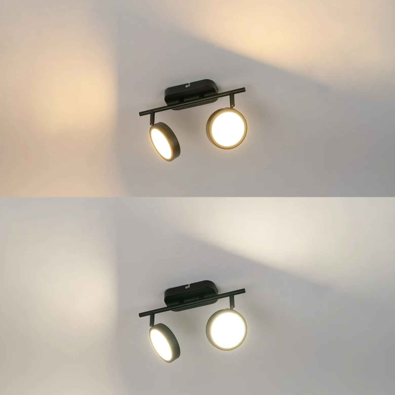 Foco Lindby Neros, negro, 2 luces, 31,5 cm, CCT, hierro