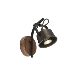 Foco Lindby Rubinjo, 22 cm, negro, madera, metal, GU10