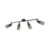 Foco Mars, longitud 82 cm, negro mate, 4 luces, metal E14