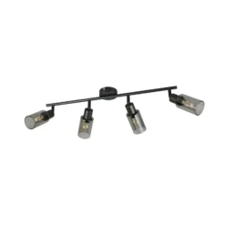 Foco Mars, longitud 82 cm, negro mate, 4 luces, metal E14