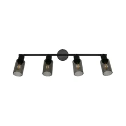 Foco Mars, longitud 82 cm, negro mate, 4 luces, metal E14
