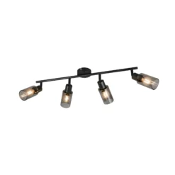 Foco Mars, longitud 82 cm, negro mate, 4 luces, metal E14