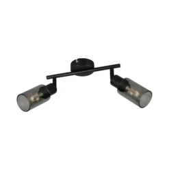 Foco Mars, longitud 48 cm, negro mate, 2 luces, metal E14