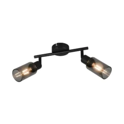 Foco Mars, longitud 48 cm, negro mate, 2 luces, metal E14