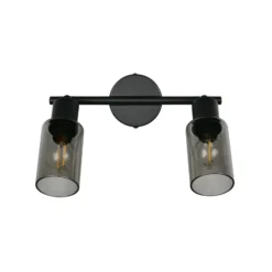 Foco Mars, longitud 48 cm, negro mate, 2 luces, metal E14