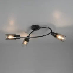 Foco Mars, longitud 45 cm, negro mate, 3 luces, metal E14