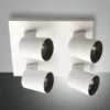 Foco Modo, 4 luces, blanco, anillos decorativos, GU10, aluminio
