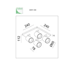 Foco Modo, 4 luces, blanco, anillos decorativos, GU10, aluminio