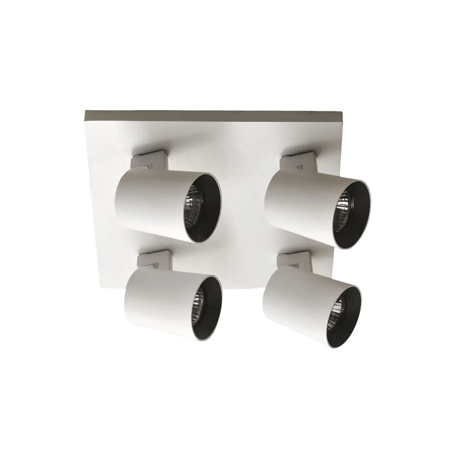 Foco Modo, 4 luces, blanco, anillos decorativos, GU10, aluminio