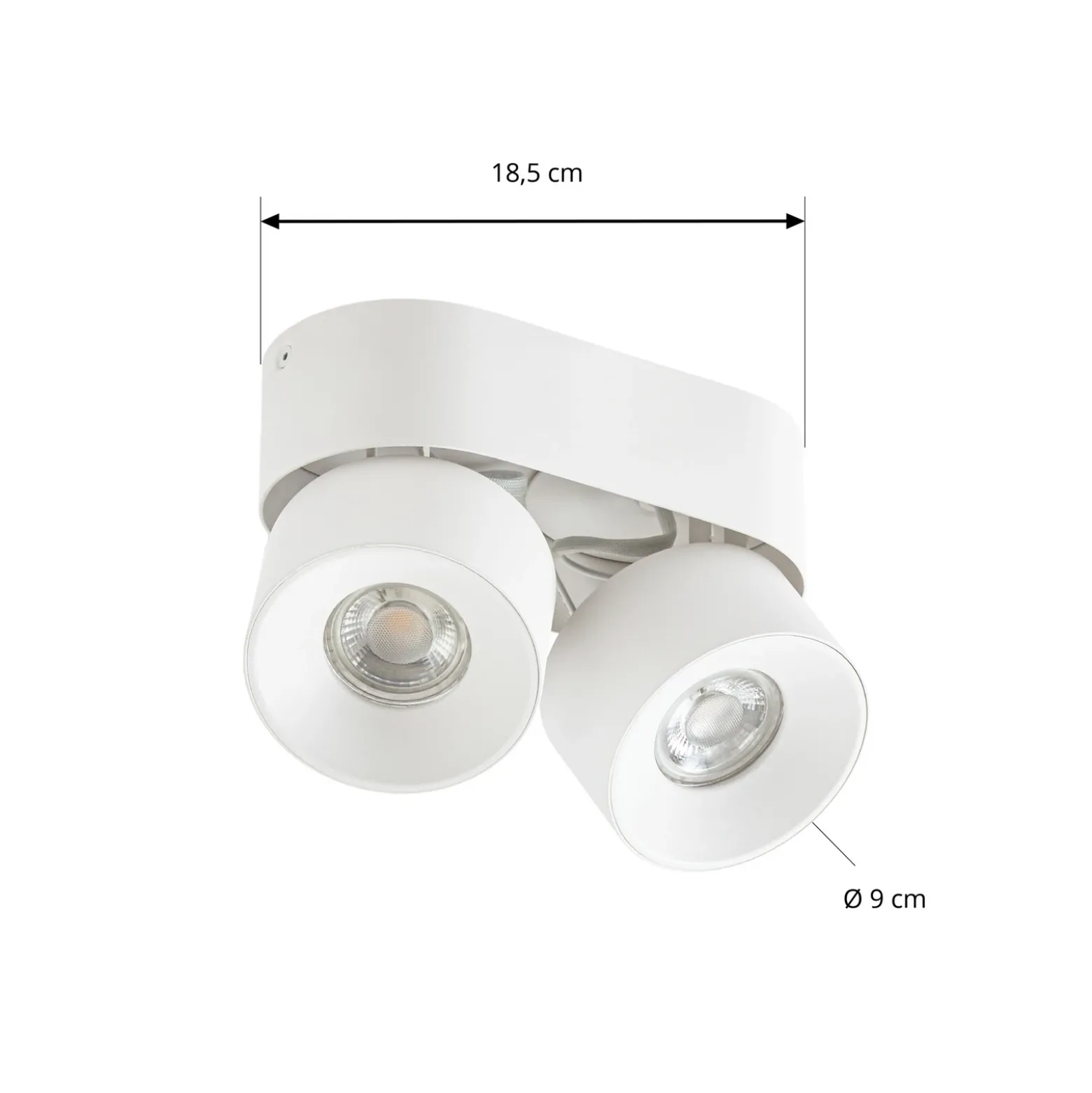 Foco PRIOS Rotari basic, de 2 luces, blanco, longitud 18 cm, casquillo GU10