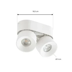 Foco PRIOS Rotari basic, de 2 luces, blanco, longitud 18 cm, casquillo GU10