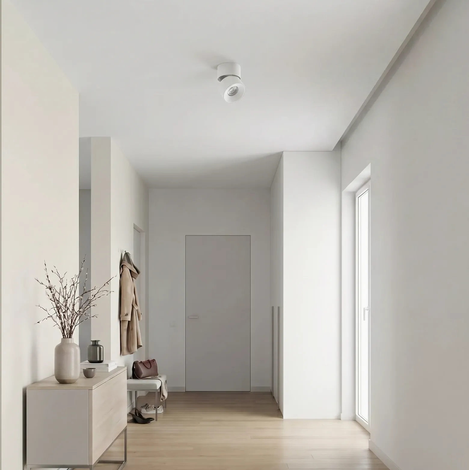 Foco PRIOS, Rotari basic, 1 luz, blanco, Ø 9 cm, GU10