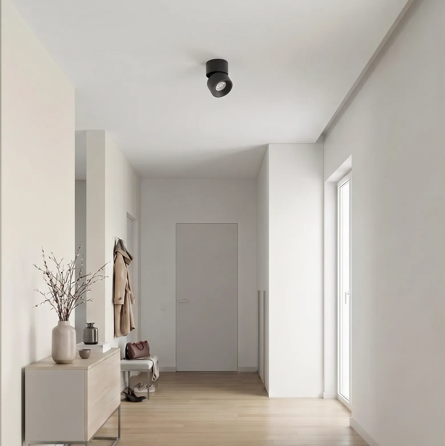 Foco PRIOS Rotari basic, 1 luz, negro, Ø 9 cm, GU10