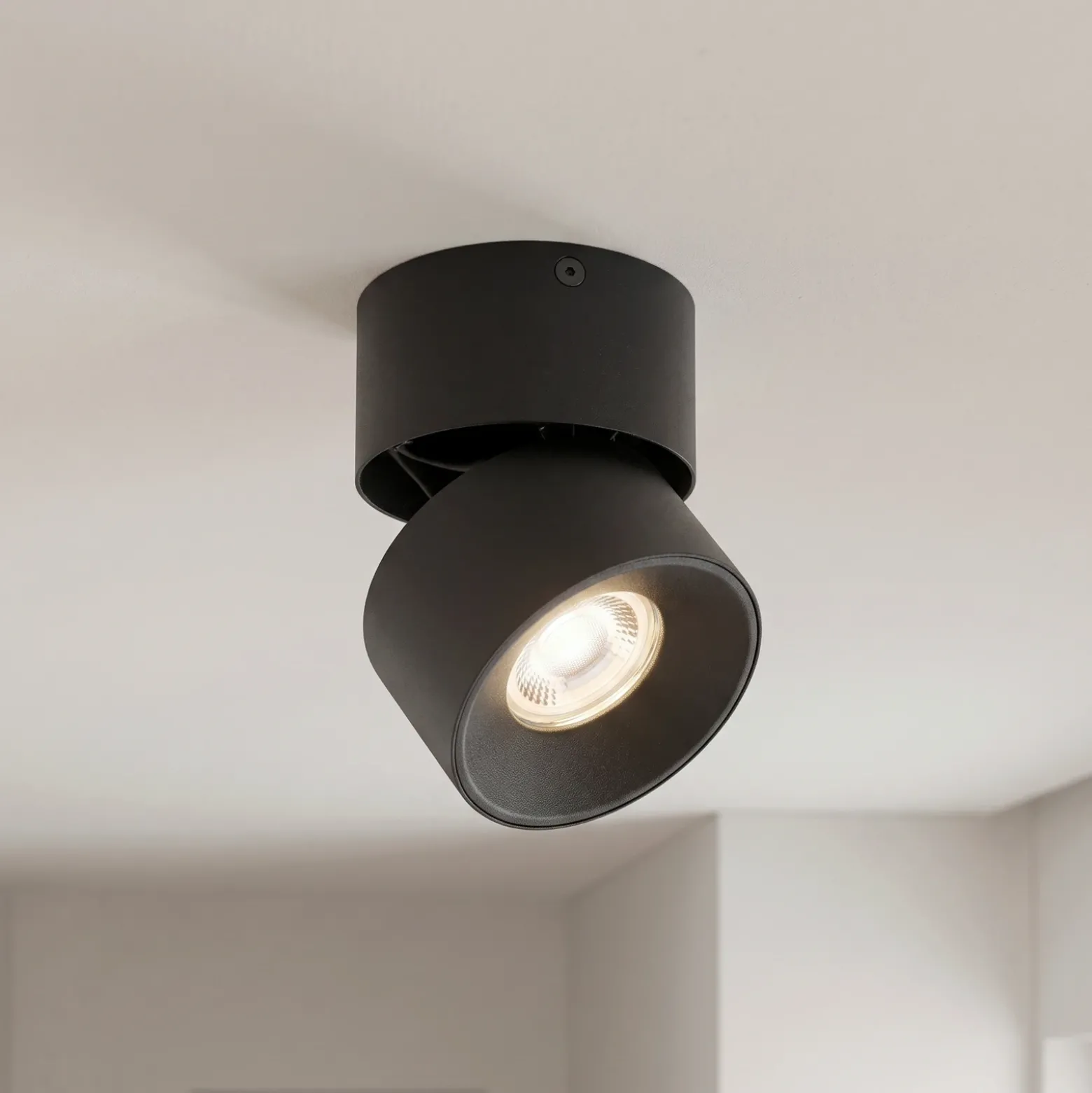 Foco PRIOS Rotari basic, 1 luz, negro, Ø 9 cm, GU10