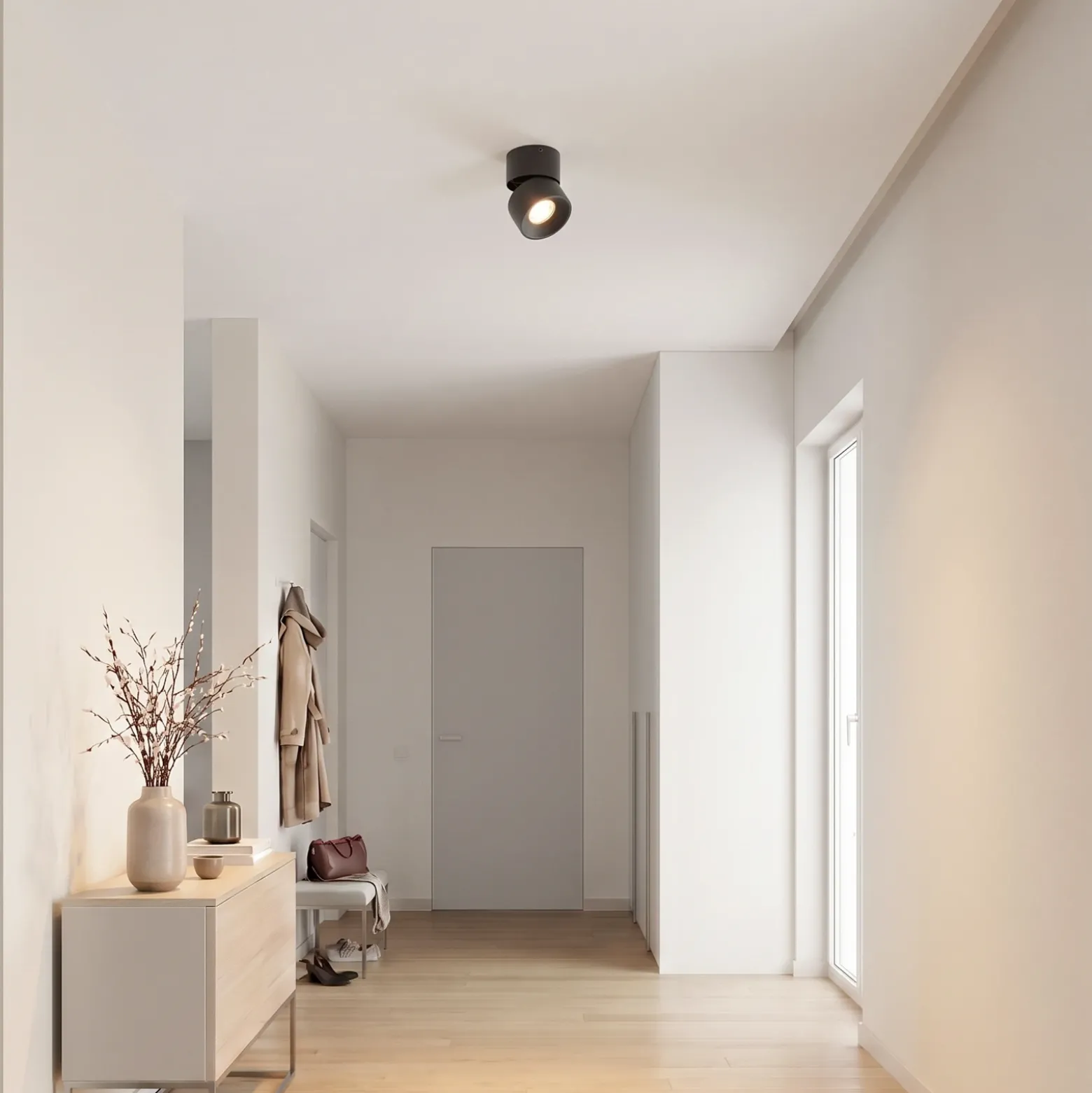 Foco PRIOS Rotari basic, 1 luz, negro, Ø 9 cm, GU10