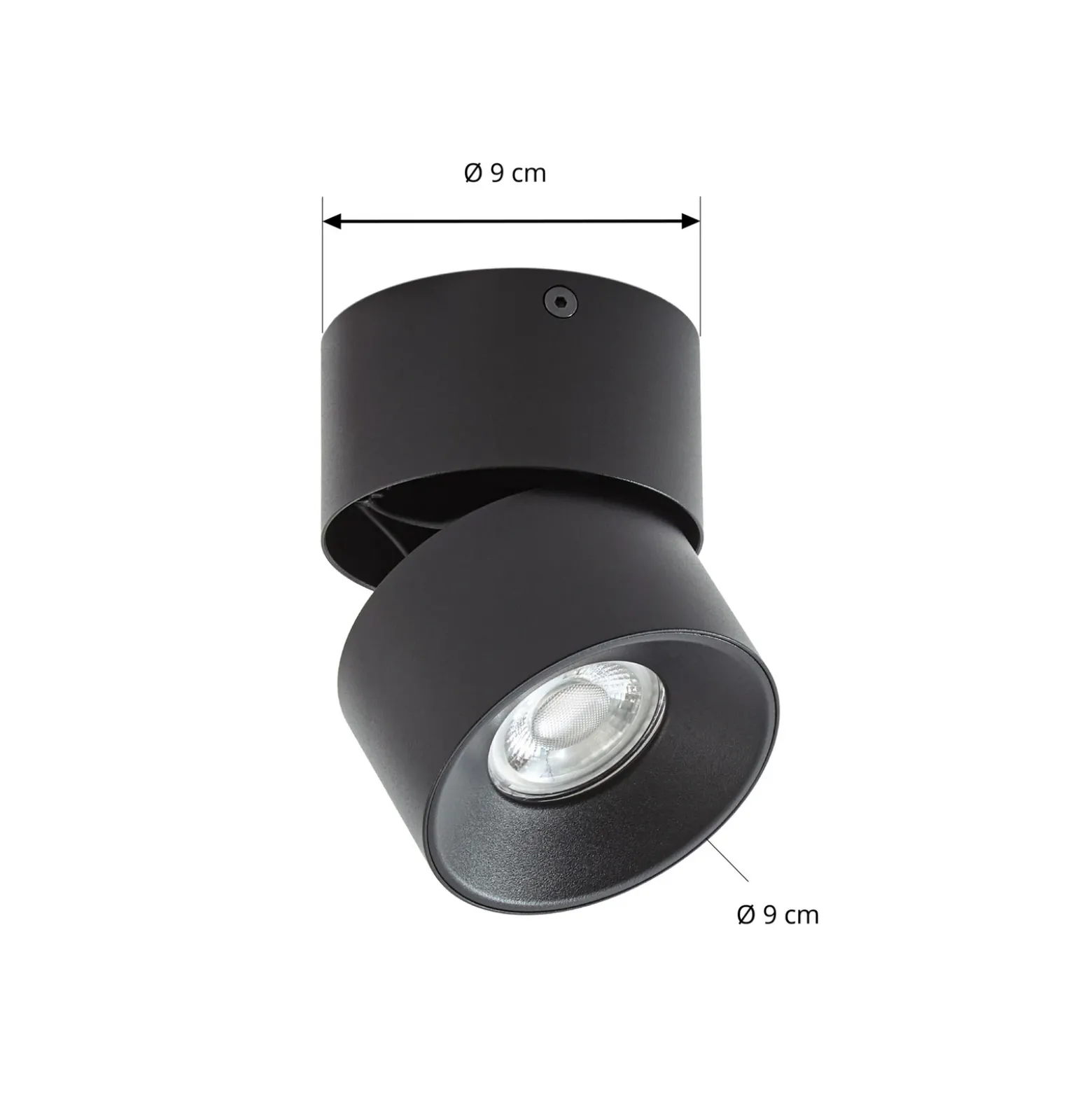 Foco PRIOS Rotari basic, 1 luz, negro, Ø 9 cm, GU10
