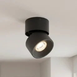 Foco PRIOS Rotari basic, 1 luz, negro, Ø 9 cm, GU10