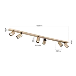 Foco Sean, 6 luces, dorado, metal, orientable