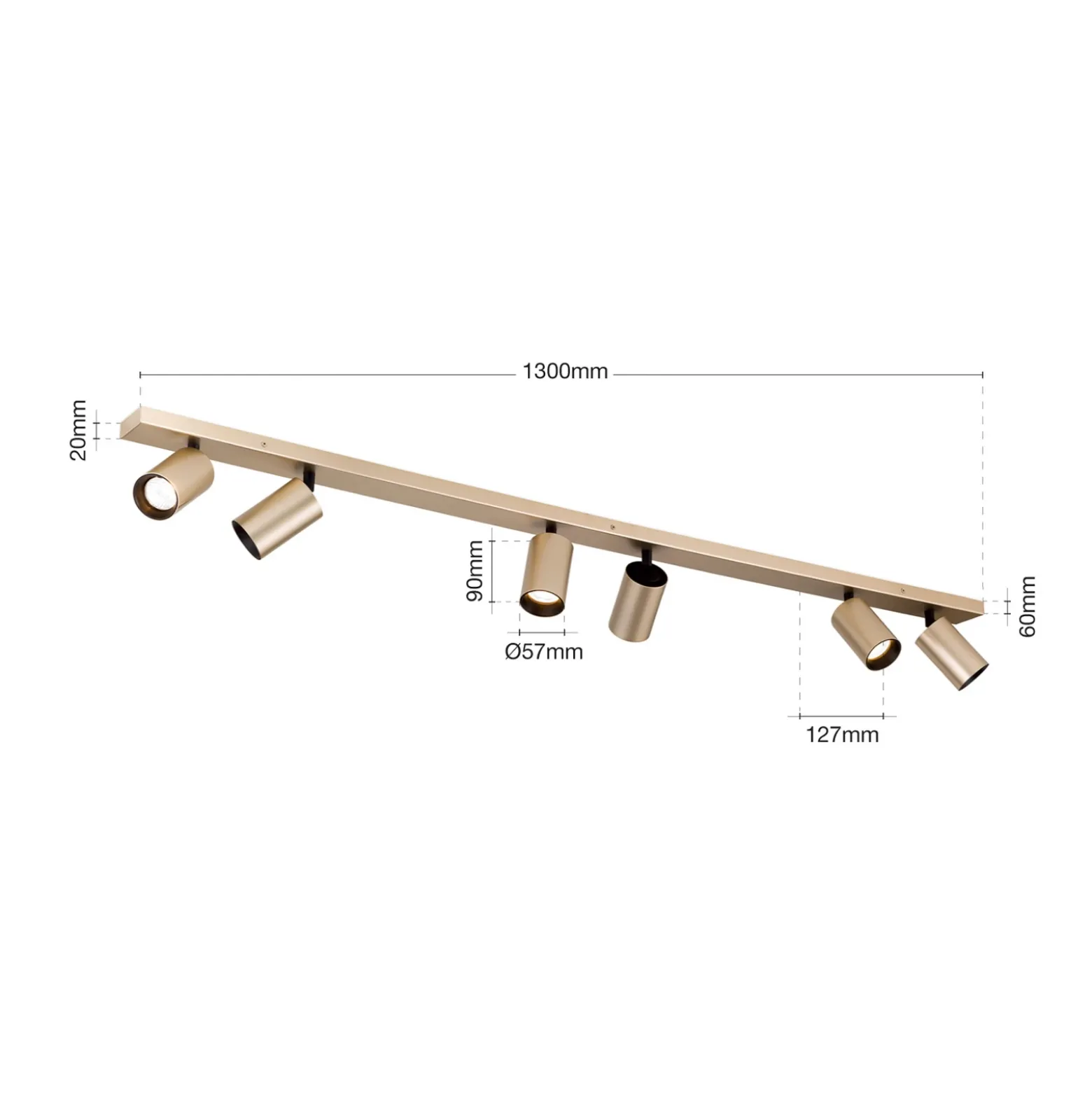 Foco Sean, 6 luces, dorado, metal, orientable