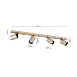 Foco Sean, 4 luces, dorado, metal, orientable