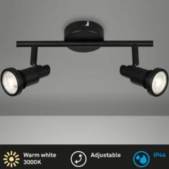 Foco techo LED Flamo IP44 2 luces ajustable negro
