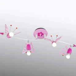 Foco techo Mariposas dormitorio infantil, 4 luces