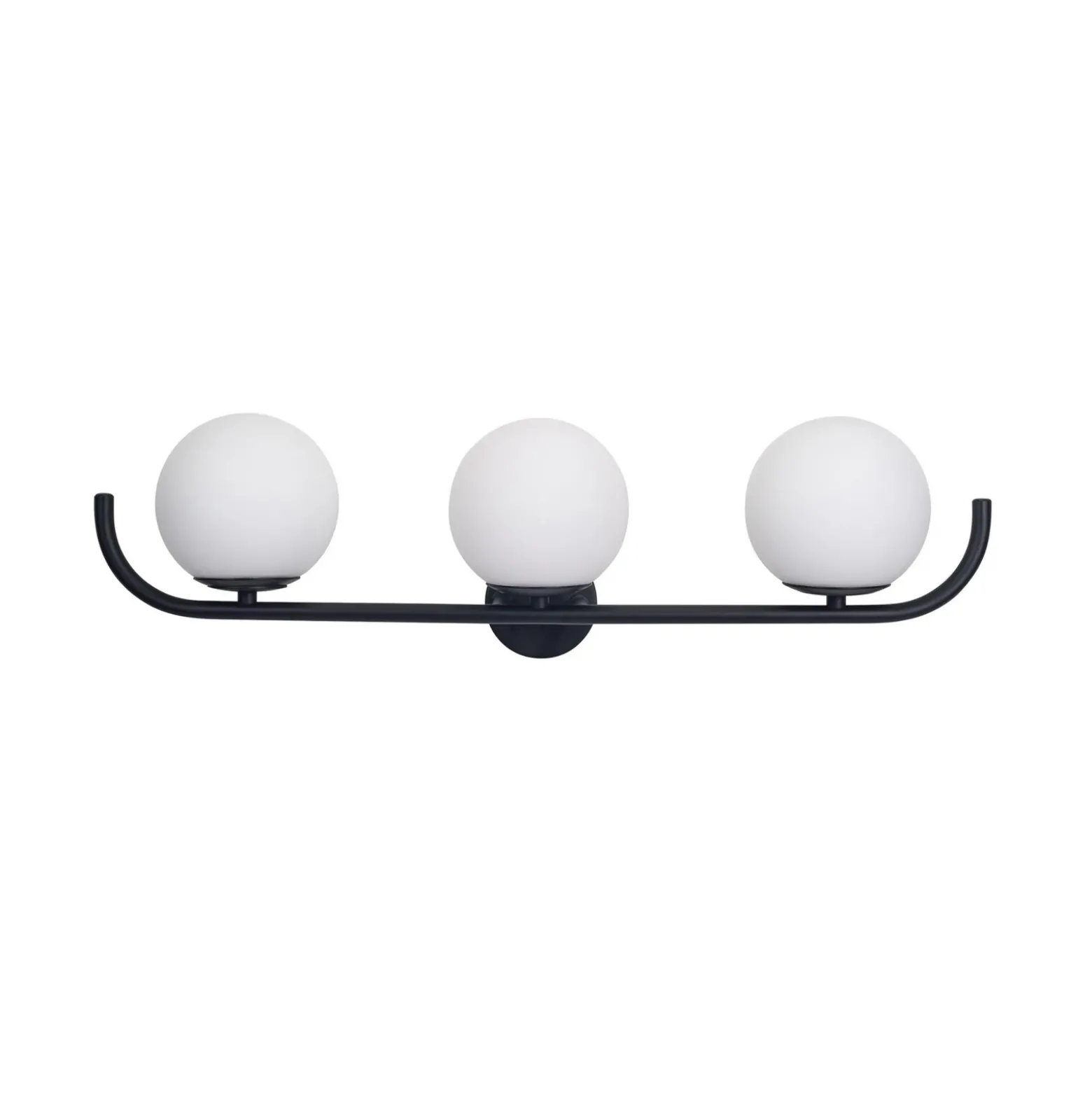 Forlight aplique de pared Sfera Triple, negro, cristal, ancho 58 cm