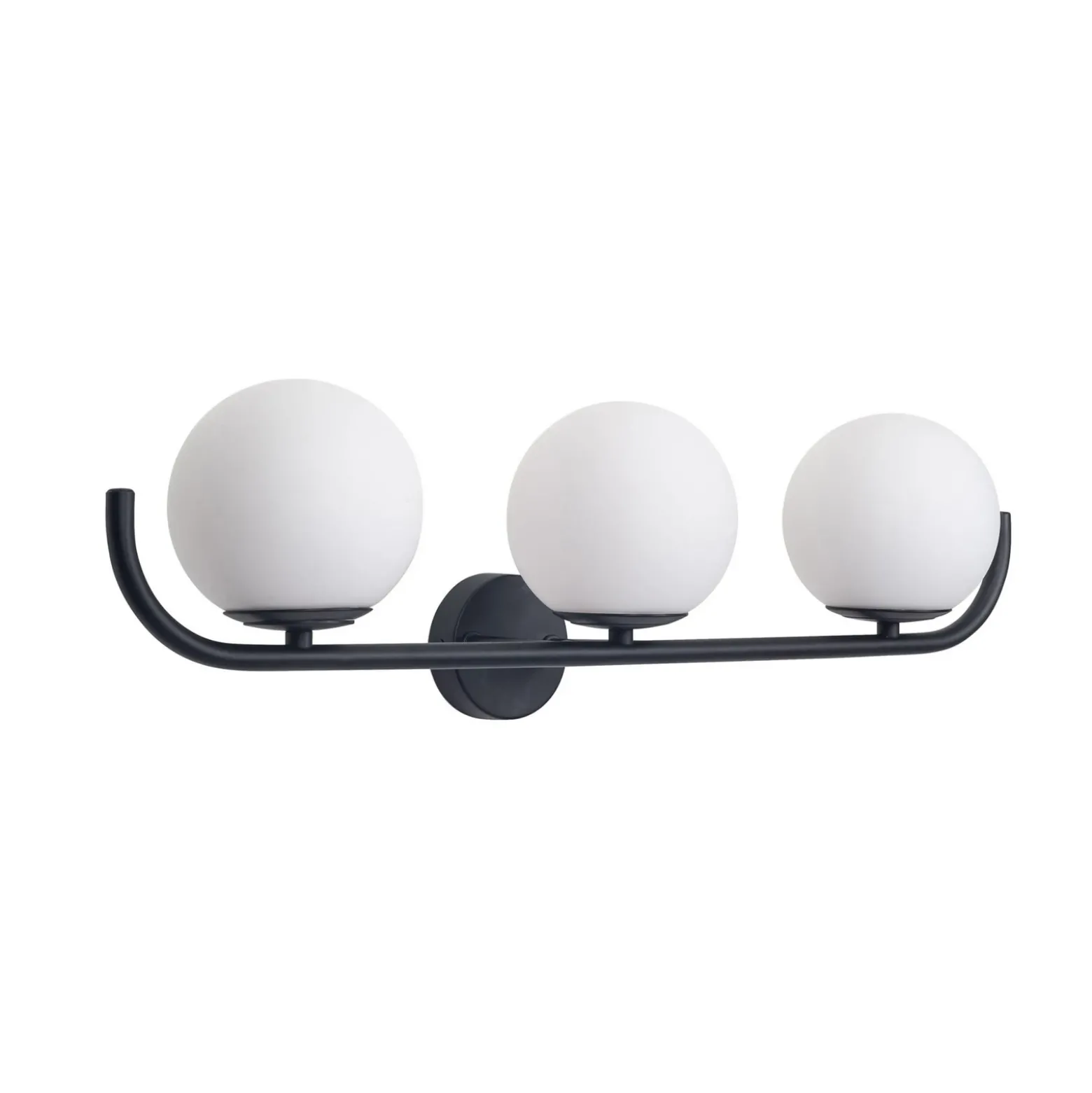 Forlight aplique de pared Sfera Triple, negro, cristal, ancho 58 cm