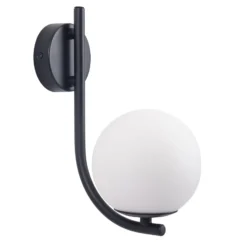 Forlight aplique de pared Sfera Single, negro, cristal, ancho 12 cm