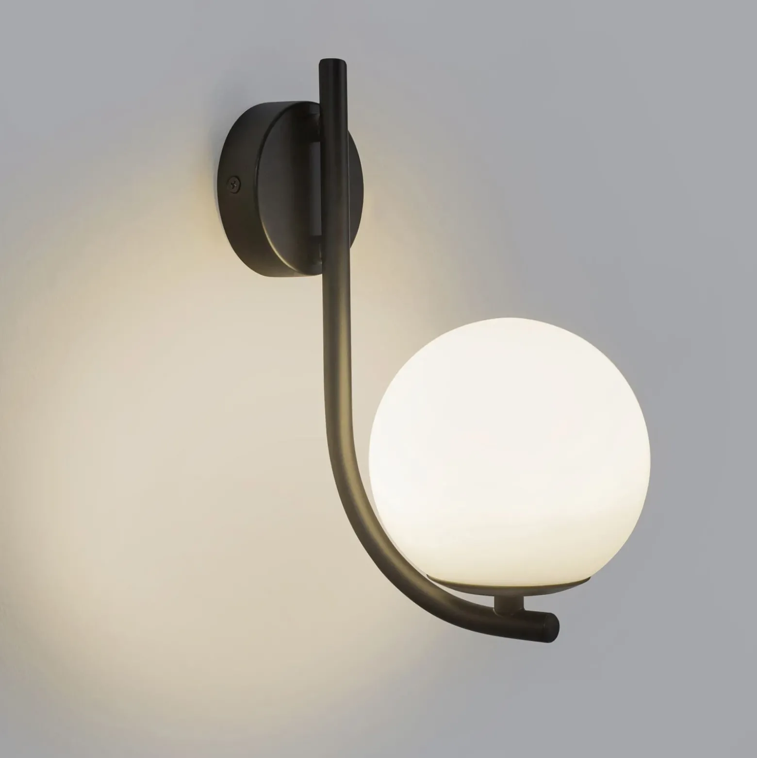Forlight aplique de pared Sfera Single, negro, cristal, ancho 12 cm