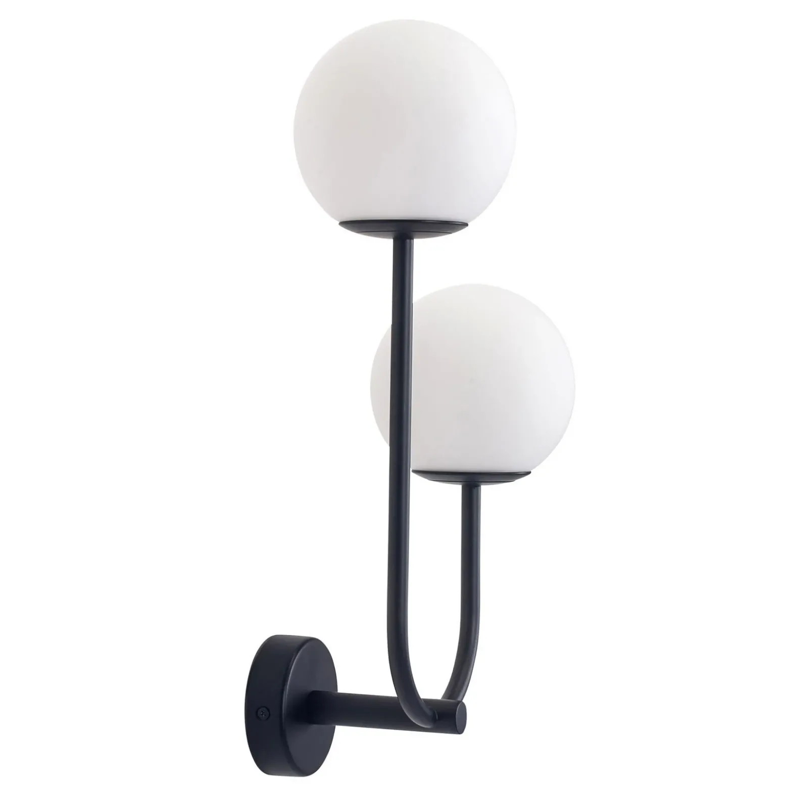 Forlight aplique de pared Sfera Double, negro, cristal, ancho 23 cm