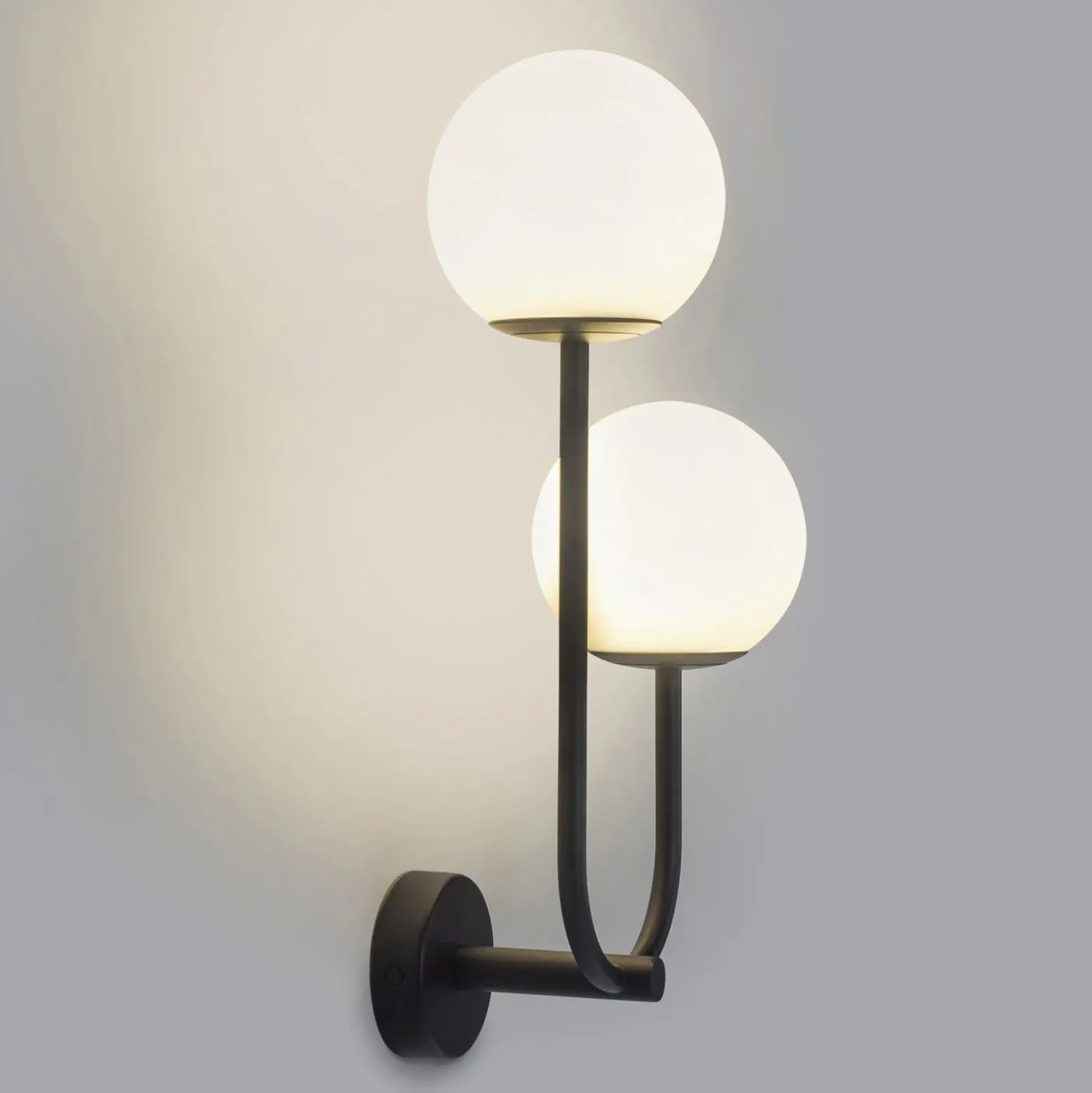 Forlight aplique de pared Sfera Double, negro, cristal, ancho 23 cm