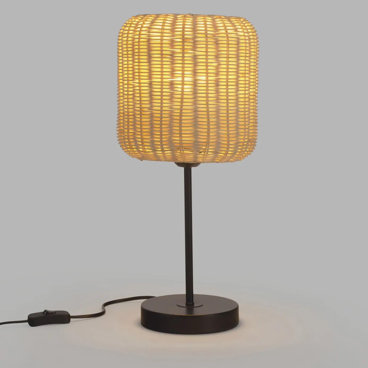 Forlight Lámpara de mesa Cortic, marrón claro, ratán, altura 41,5 cm