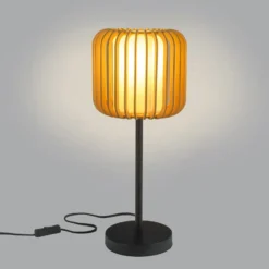 Forlight lámpara de mesa Viva, marrón claro, madera/metal, altura 49 cm