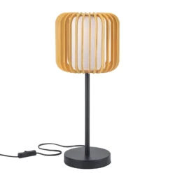 Forlight lámpara de mesa Viva, marrón claro, madera/metal, altura 49 cm
