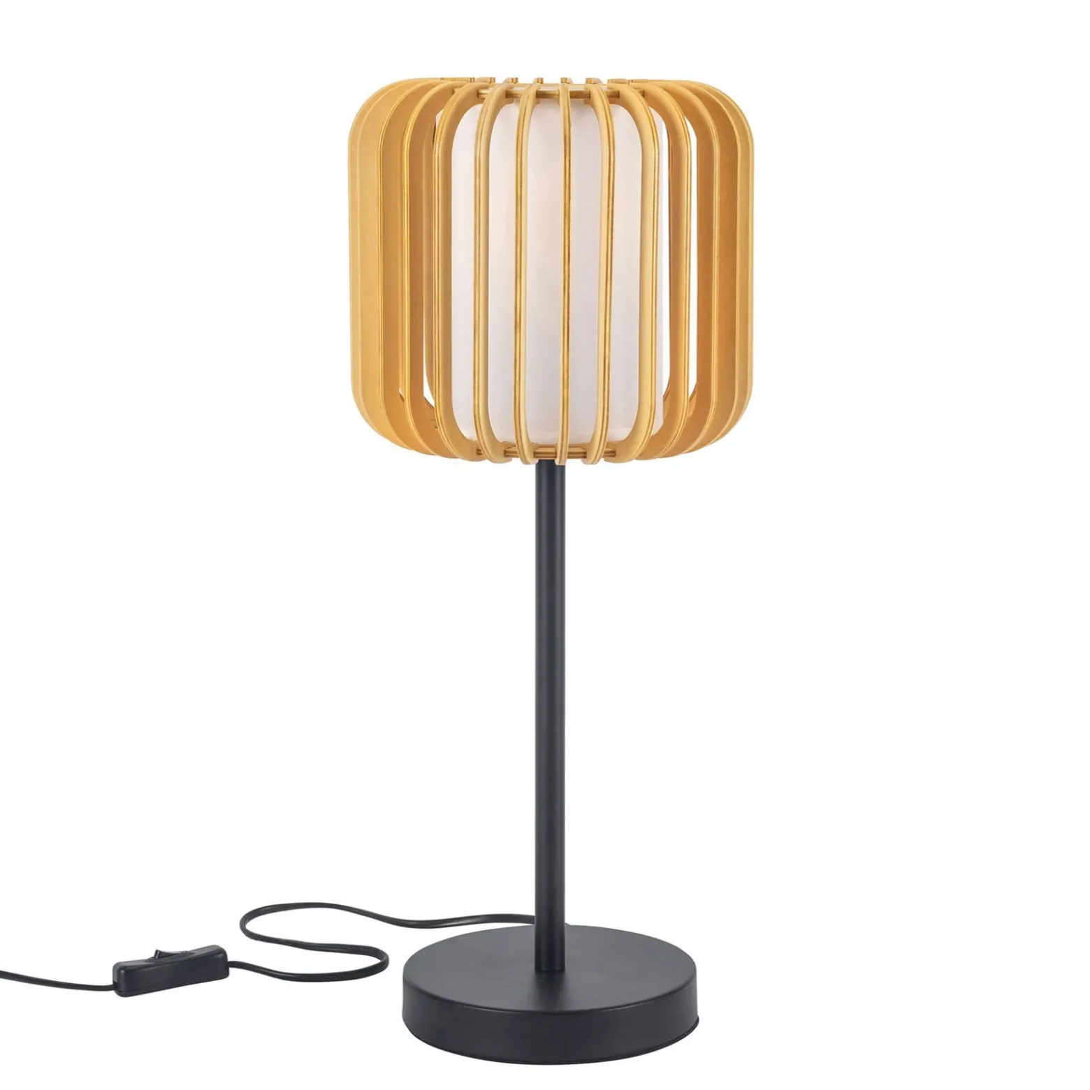 Forlight lámpara de mesa Viva, marrón claro, madera/metal, altura 49 cm