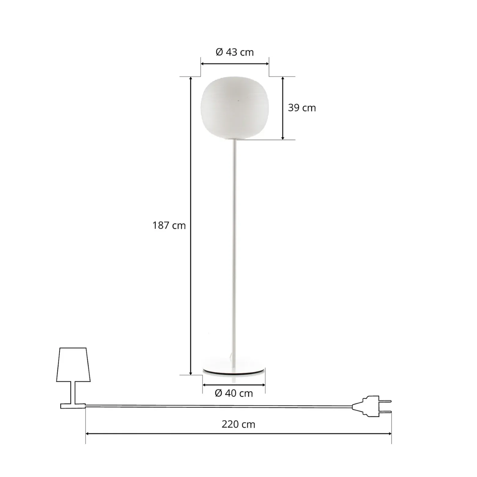 Foscarini Gem terra lámpara de pie, blanco