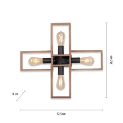 Frame plafón de madera, 4 luces