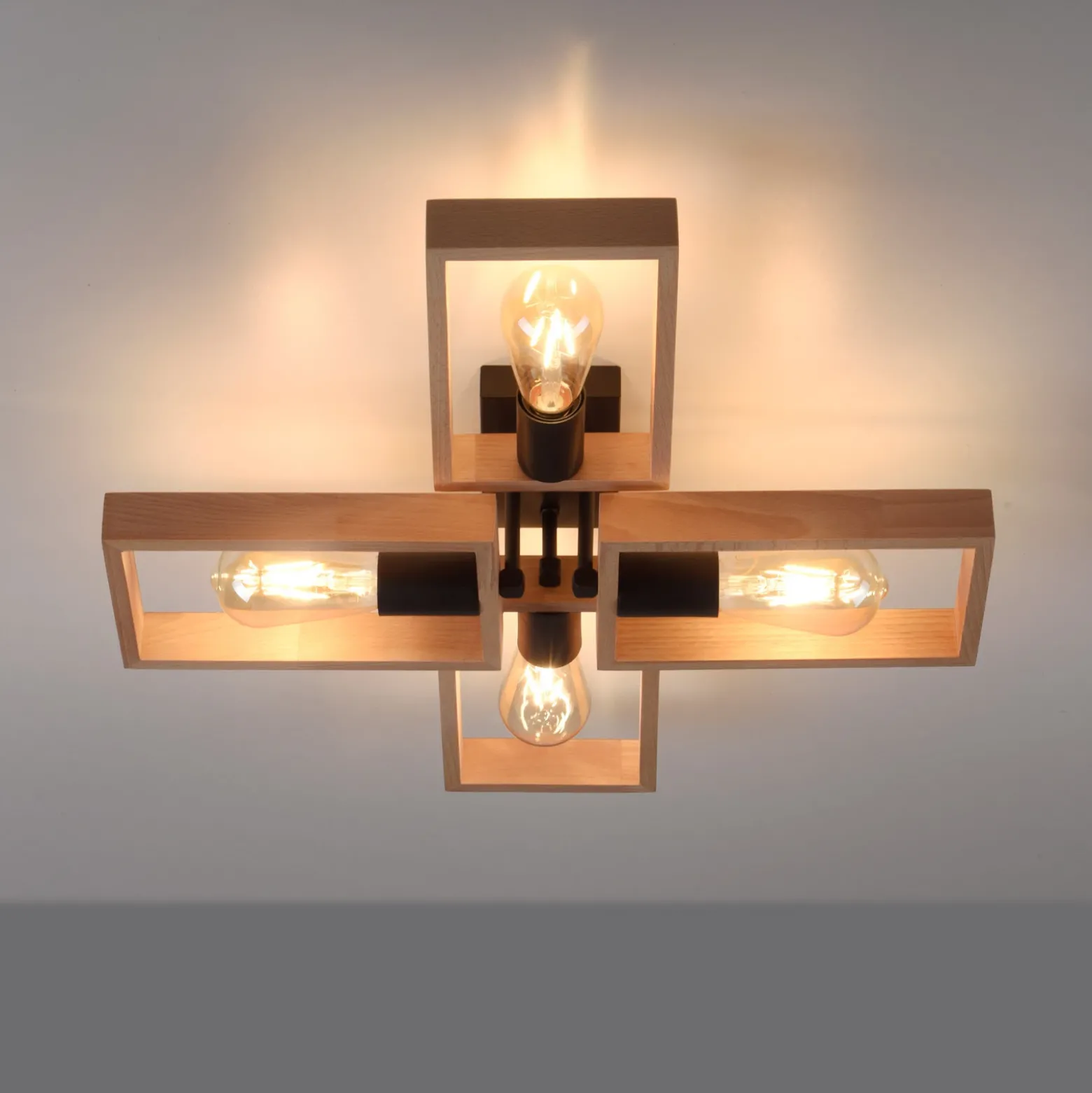 Frame plafón de madera, 4 luces