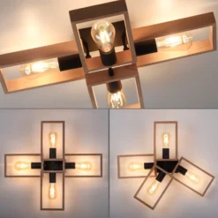 Frame plafón de madera, 4 luces