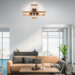 Frame plafón de madera, 4 luces