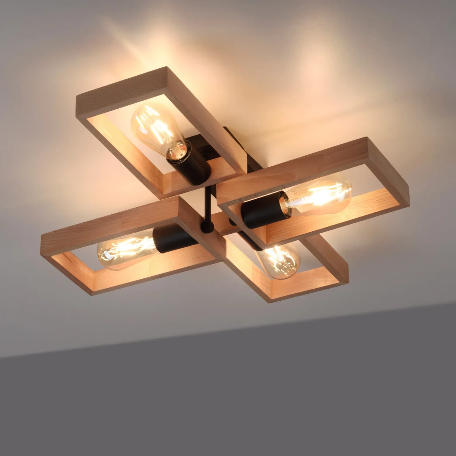 Frame plafón de madera, 4 luces