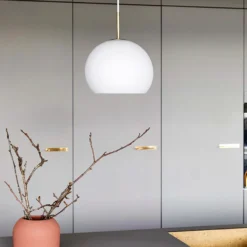 FRANDSEN Lámpara colgante bola, blanco opal, Ø 25 cm, cristal