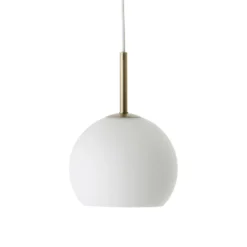 FRANDSEN Lámpara colgante bola, blanco opal, Ø 18 cm, cristal