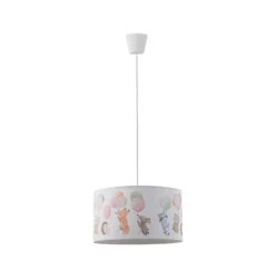Freddy lámpara colgante, Ø 35 cm, tela, colorido, animales, E27