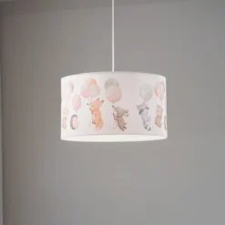 Freddy lámpara colgante, Ø 35 cm, tela, colorido, animales, E27