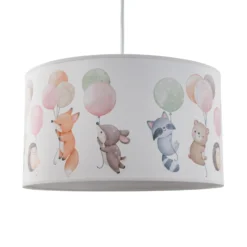 Freddy lámpara colgante, Ø 35 cm, tela, colorido, animales, E27