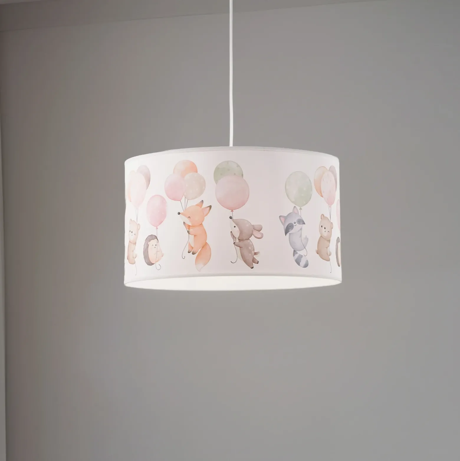 Freddy lámpara colgante, Ø 35 cm, tela, colorido, animales, E27