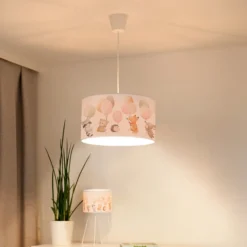Freddy lámpara colgante, Ø 35 cm, tela, colorido, animales, E27